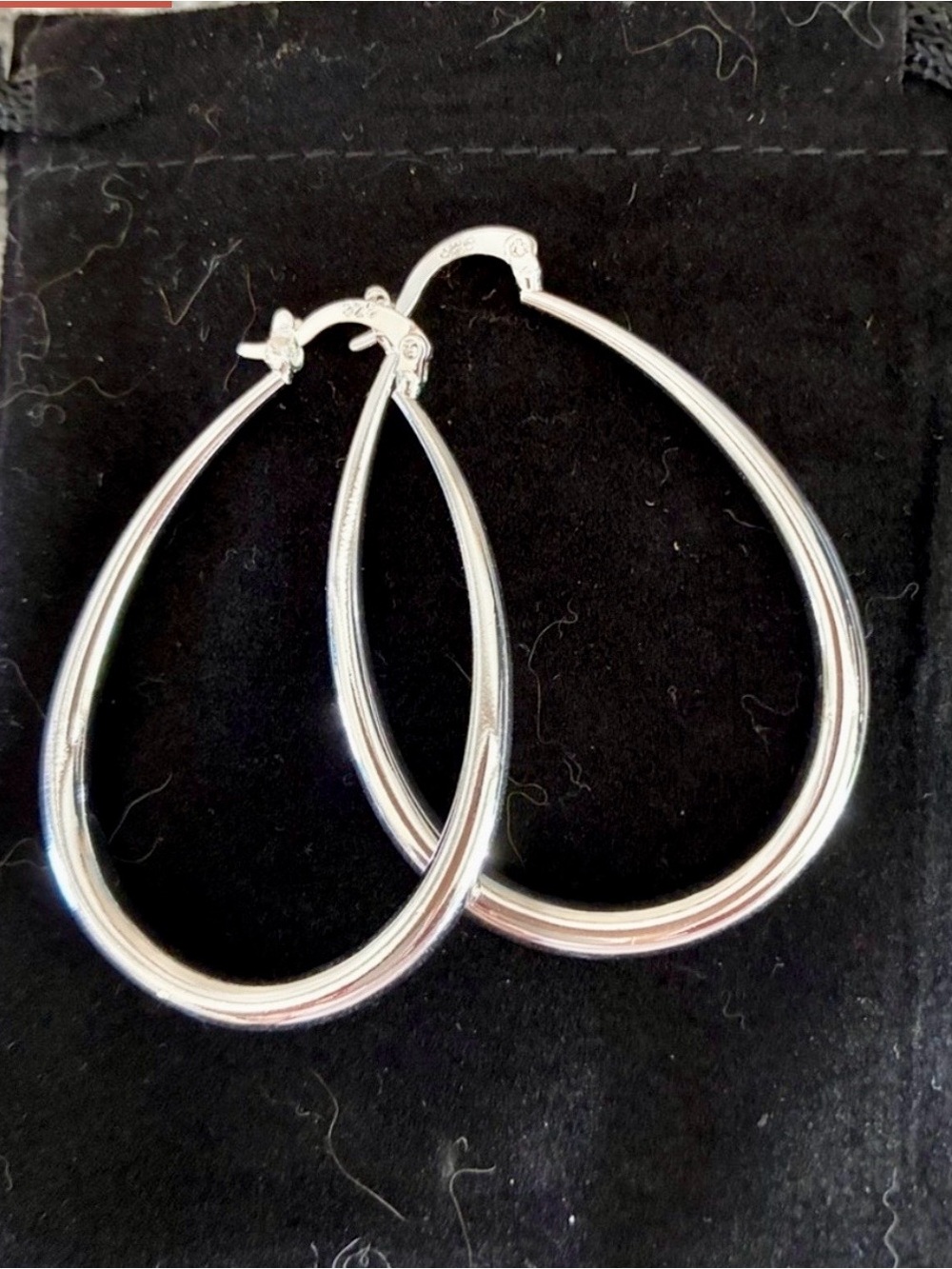 LAST PAIR Classic 925 Sterling Silver Teardrop Hoop Earrings - Women Jewelry